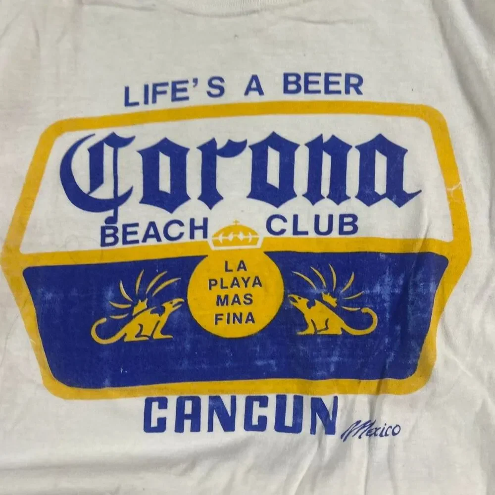 Vintage 90s Corona Beer Beach Club mens white t-shirt